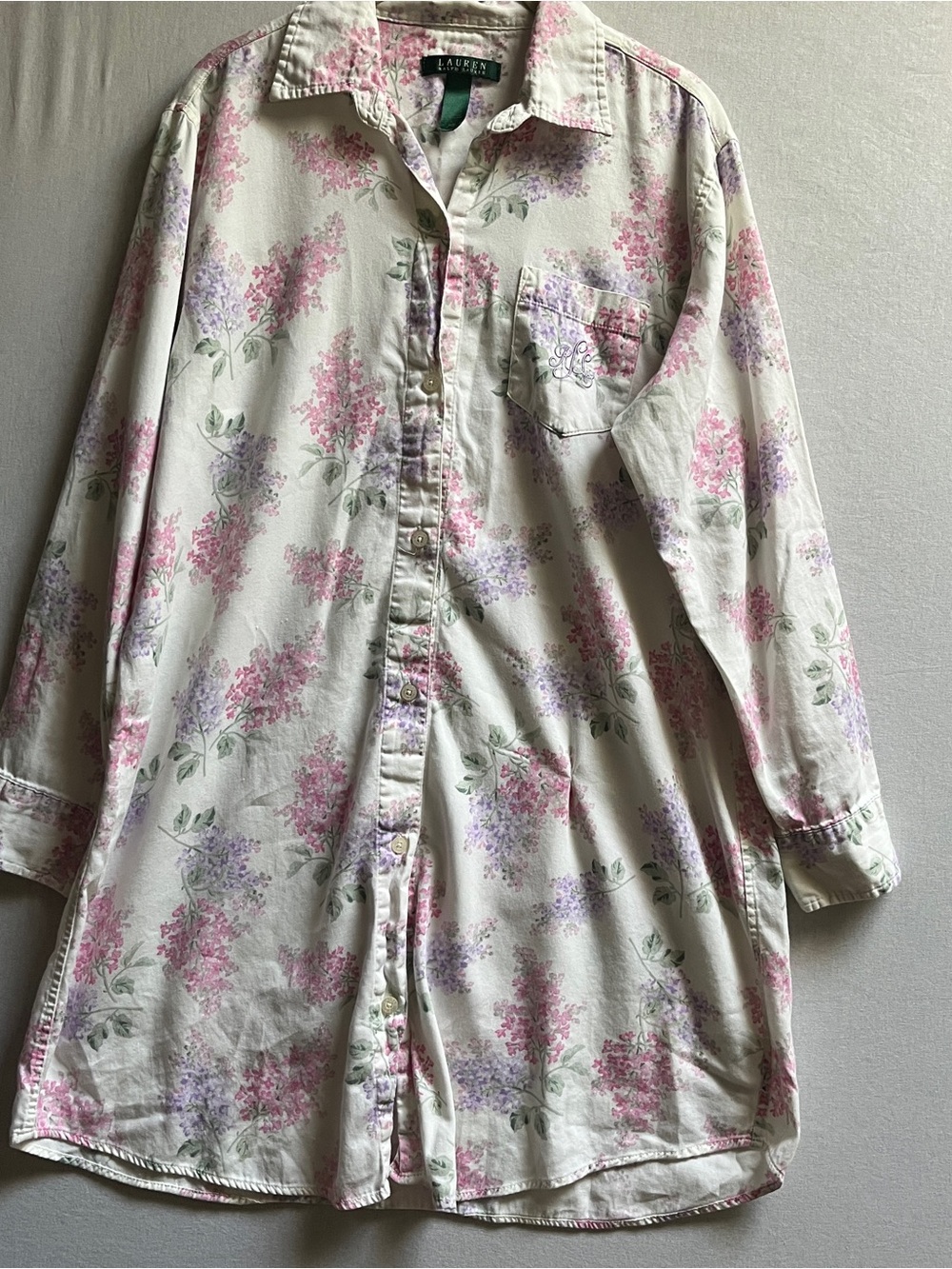 Lauren Ralph Lauren Floral Button Up Long Sleeve Tunic Top M